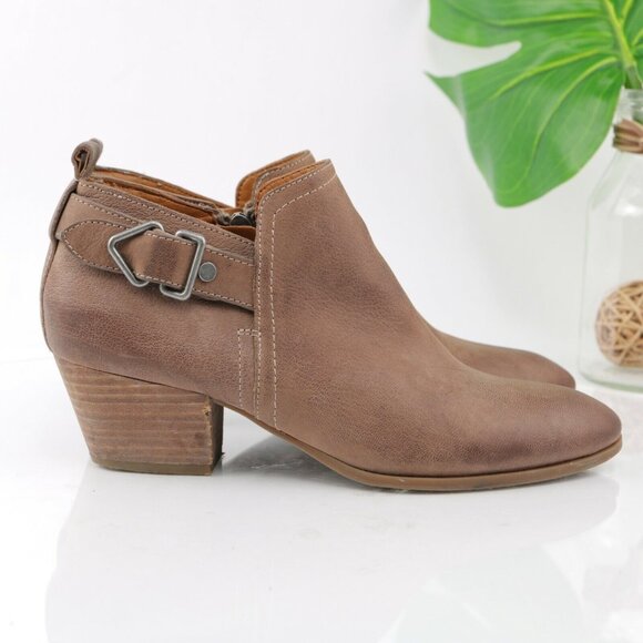 Franco Sarto Womens Garfield Boot Size 8.5 Tan Leather Block Heel Bootie Comfy - Picture 4 of 12